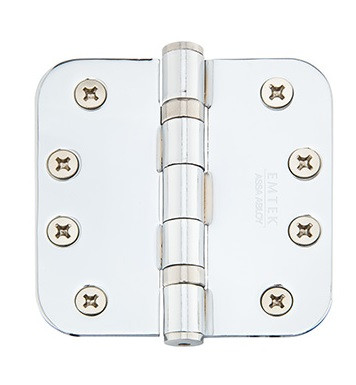 Emtek 94034US14 Polished Nickel 4" 5/8" Radius Corner Heavy Duty, Ball Bearing Plated Steel Hinge